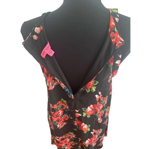 Betsy Johnson Black & Red Floral Print, Sleeveless, Lined Dress, Size 10 - Picture 5 of 10